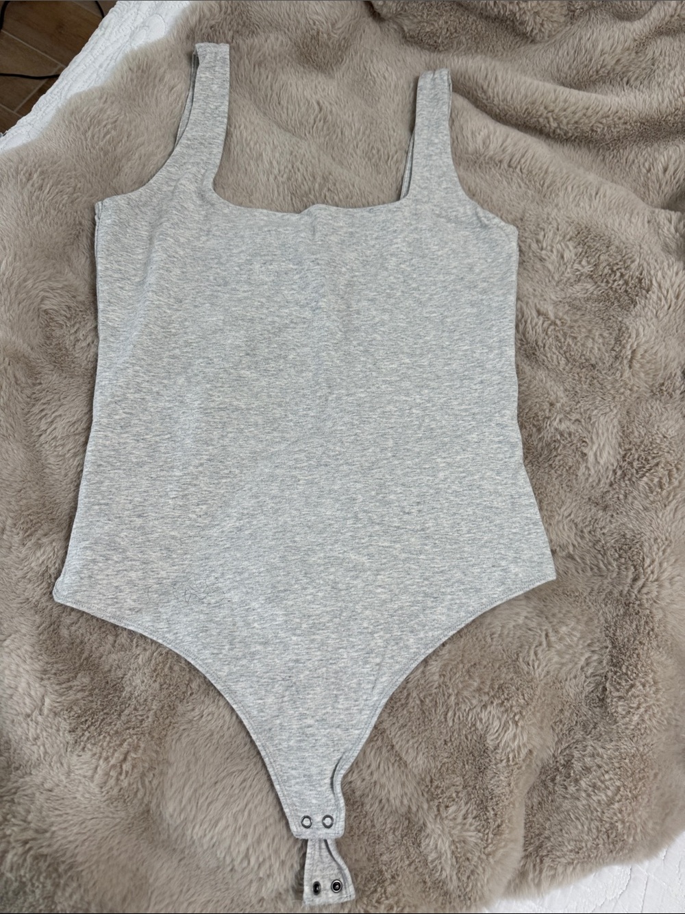 Abercrombie & Fitch Grey Square Neck Bodysuit- size L